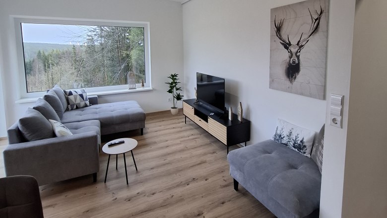 Living area with Smart TV, © Waldzauber Hirschenwies Living area with Smart TV, © Waldzauber Hirschenwies