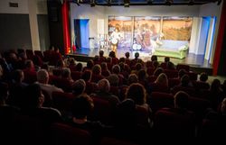 In der gemütlichen Atmosphäre der Waldviertler Kammerbühne versammeln sich Theaterliebhaber, um eine fesselnde Aufführung zu genießen. Die Bühne, umgeben von einem einladenden Publikum, strahlt eine besondere Magie aus, die die Zuschauer in ihren Bann zieht.