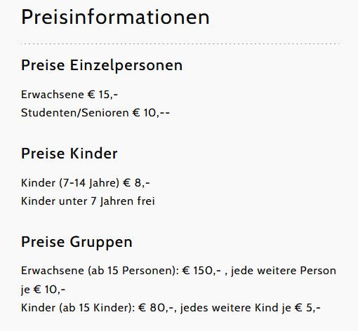 Eintrittspreise