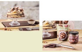 Palatschinken-Torte mit Nougatcreme-Füllung und Maroni-Topping, © Ja! Natürlich
