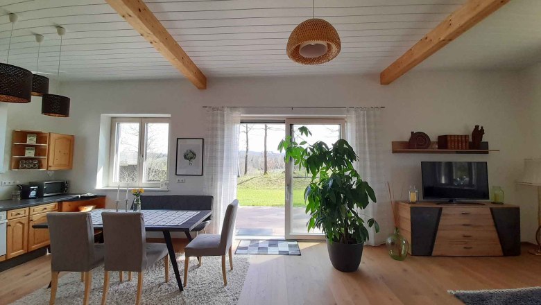 Richtung Garten, © Ferienhaus Angel, Fotograf Heidi Angel