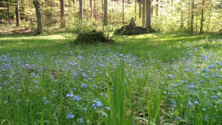Carolinenwiese mit Steinpyramide im Gabrielental