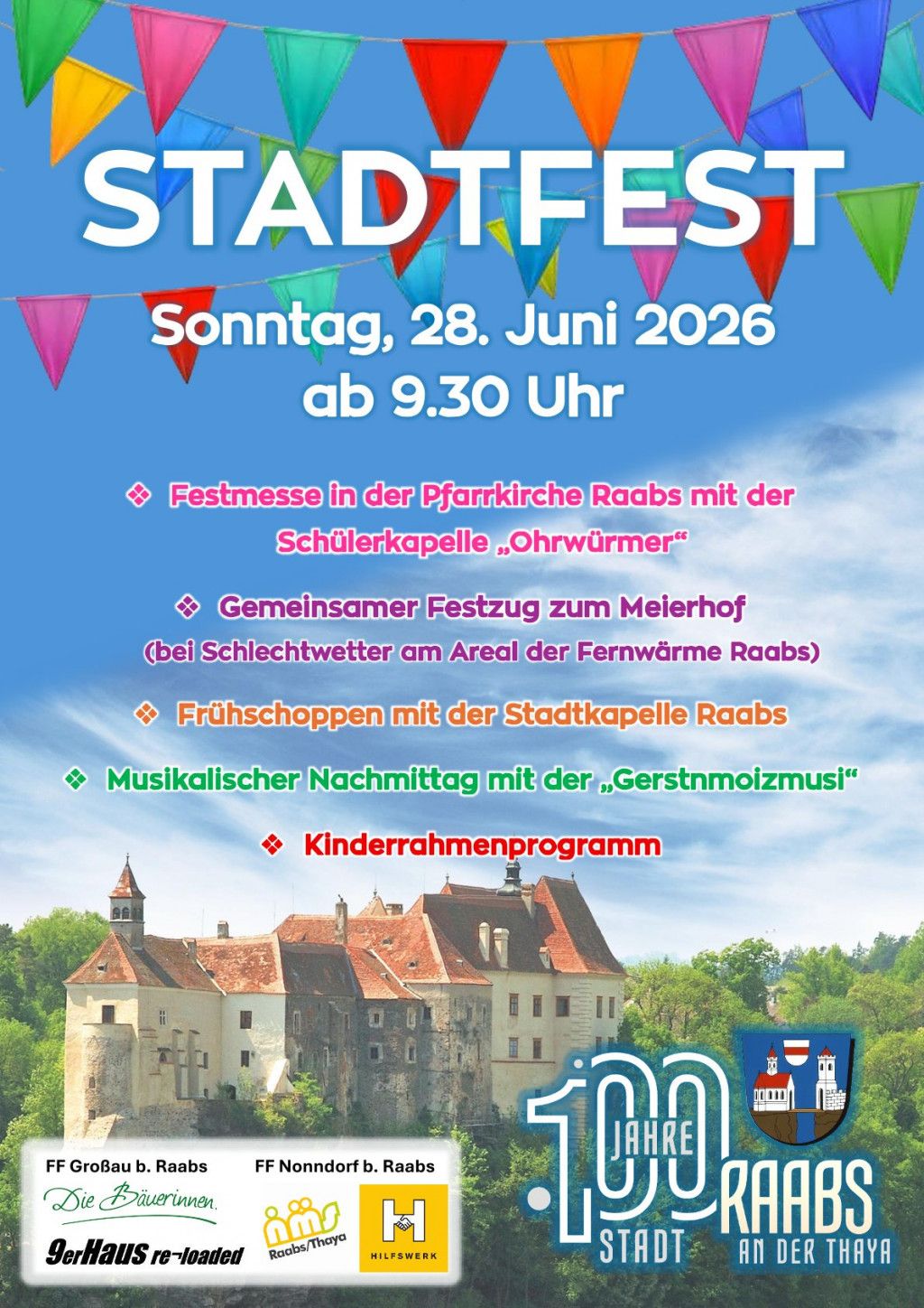 Plakat des Stadtfestes 100 Jahre Raabs