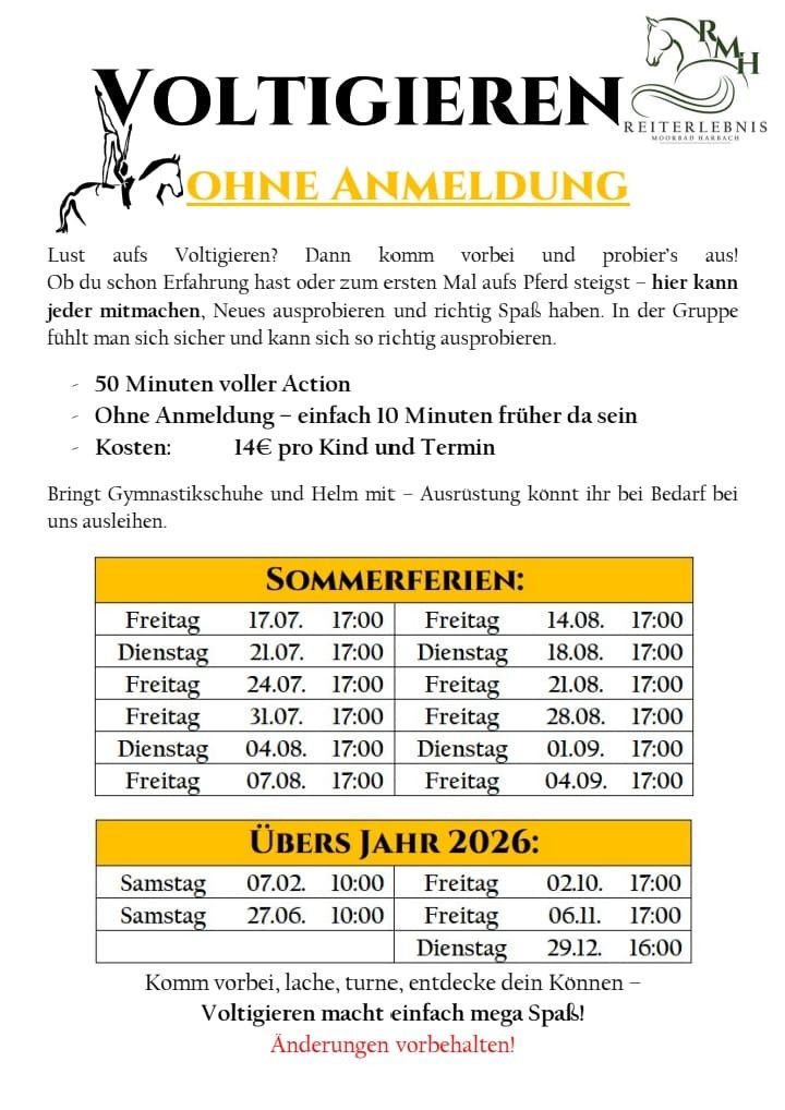 2026 Voltigieren ohne Anmeldung
